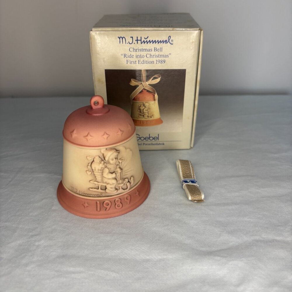 MJ HUMMEL GOEBEL NEW Christmas Bell Ride into Christmas First Edition 1989 w/Box
